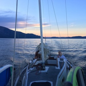 Our sunset ride to the anchoring last night
