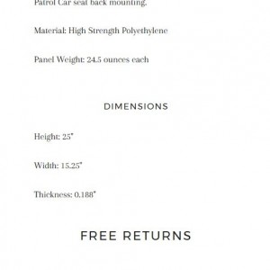 Rigid Molle Panel Specs