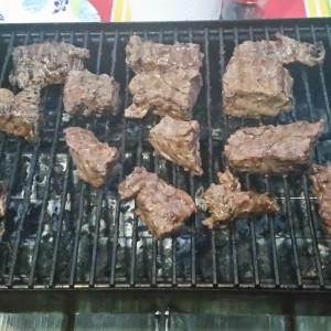 Grillin' up some steak tips at Cape Cod campground