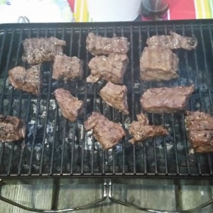 Grillin' up some steak tips at Cape Cod campground