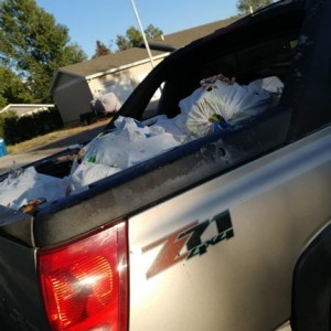 My stupid neighbors leave their trash in the open and the birds have a heyday