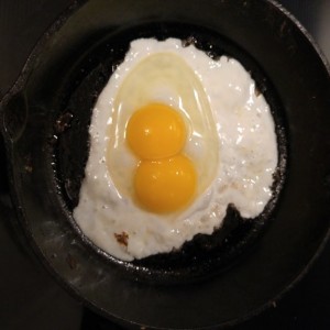 First time ive gotten a double yolk egg before. Ill take that as goodluck