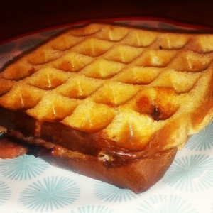 Waffle iron hot ham and cheese
