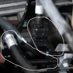 Different angle showing which line to connect to.