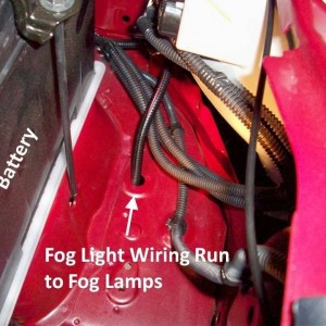 Fog Light wiring routed from the engine compartment