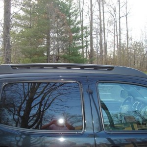 close up of installed roof rack.