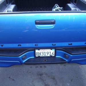 Kev's tailgate with black letters