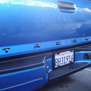 Kev's tailgate with black letters