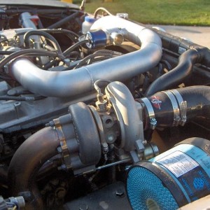 side shot of turbo, intake, and upper motor