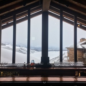 View from my new bar tending job. The Tetons are somewhere out there!