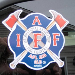 Red Sox inspired IAFF sticker.