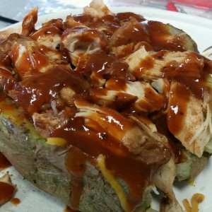 Over stuffed bbq chicken potato