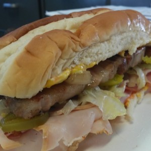 Last of the pork belly and grilled onions to top of my ham and turkey sammie