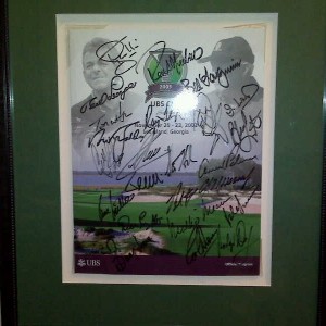 Framed autographed program from 2003 UBS Cup golf tournament on St. Simon&#