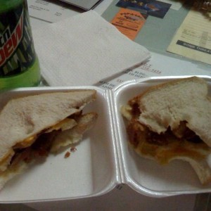 Breakfast of champs! Bacon egg and cheese sandwich with xtra bacon cuz