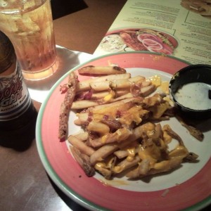 Bacon cheddar fries w/ranch dipping sauce ala coors light cause they dont h