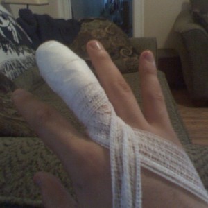 8 stitches and one less fingernail later....