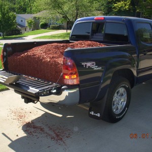 Truck with 1 yard of mulch