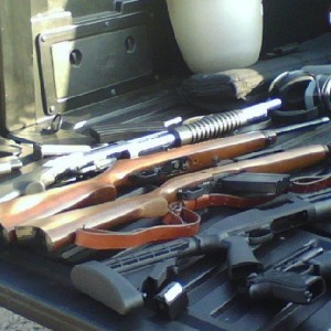 shooting in desert. some of the toys....and we clean up our mess