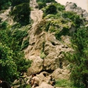 Part of the 300 foot cliff/Austrailian rappelling Korea