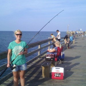 wife and her monster pig fish, avalon pier - kill devil hills