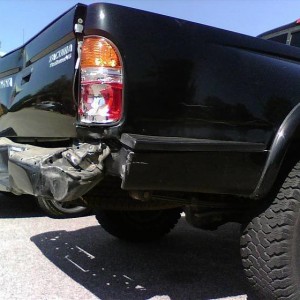 My bumper, tailgate and tail light after the bender