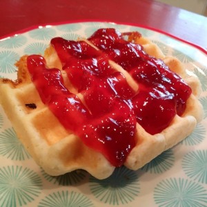 And a strawberry jam biscuit waffle