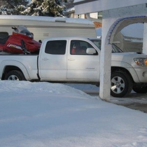 toyota tacoma w/ snowmobile!
