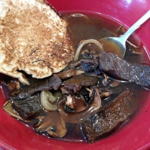 Reconstituted dehydrated soup