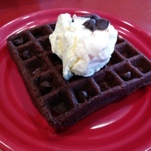 Chocolate chip brownie waffle