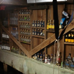 Liquor wall in the boat house