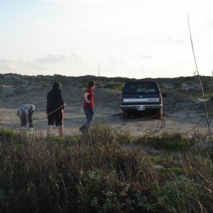 Pulling the Blazer out of the dunes 1