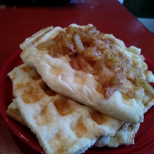 Apple dumpling turnovery waffles almost fails but we saved em haha