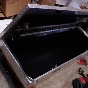 Heclined the inside of the box