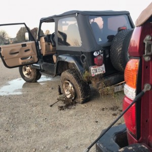 Came across this guy so I stopped to make sure he was ok and see if he needed help changing his tire. Says he ran off the road and spun out causing th