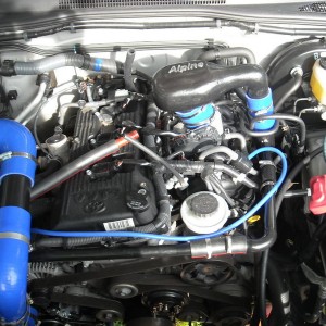 Alpine supercharger installed engine bay