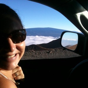 driving up to the Top of Mauna Kea (Mauna Loa in the background)
