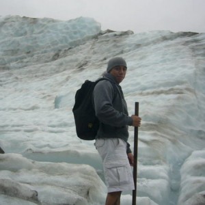 On Fox Glacier, and I'm wearing SHORTS!!!