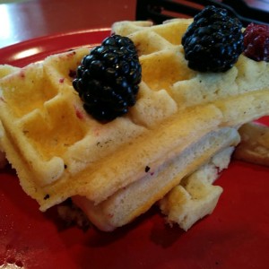 Blackberry cobbler waffles