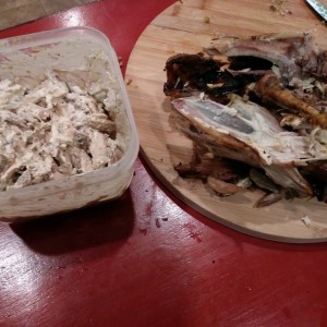 Pulled the leftovers off for some chicken salad so sammies for days