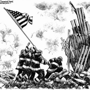 Firefighters_Raise_Flag
