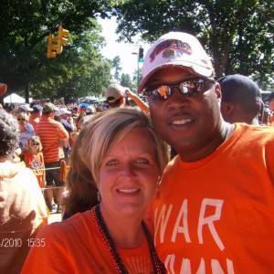 We are@ the Tiger Walk before the game
