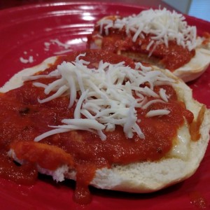 Pepperoni pizza bagel waffles