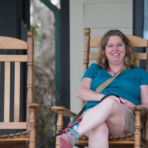 Brenda On The Jordan Dam Visitors Center Porch