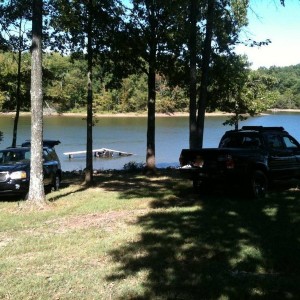 Wakeboard rail in the GF's backyard