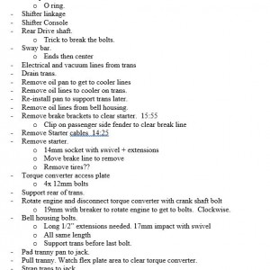 Trans Removal Notes