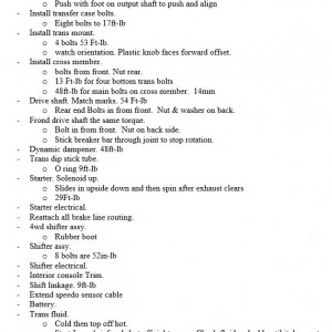 Transfer Case Install Notes