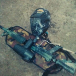 Rhino-lined Paintball gun with custom camo pattern