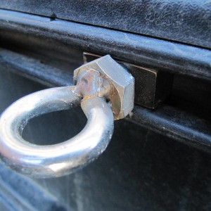 Eye bolt for rail attachment