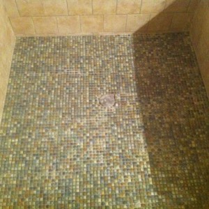 Mosaic floor of the master shower